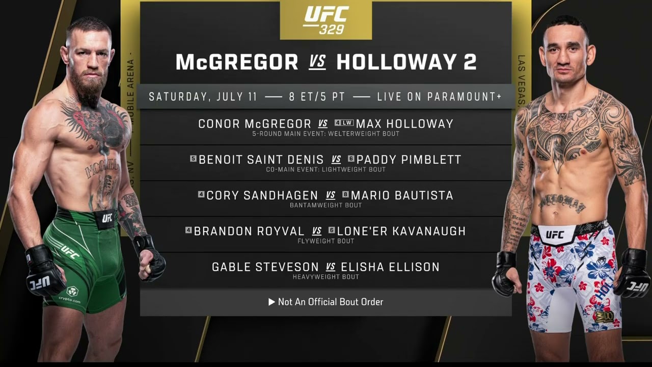 McGregor Vs Holloway — UFC 329 : McGregor vs. Holloway 2, le rematch 13 a