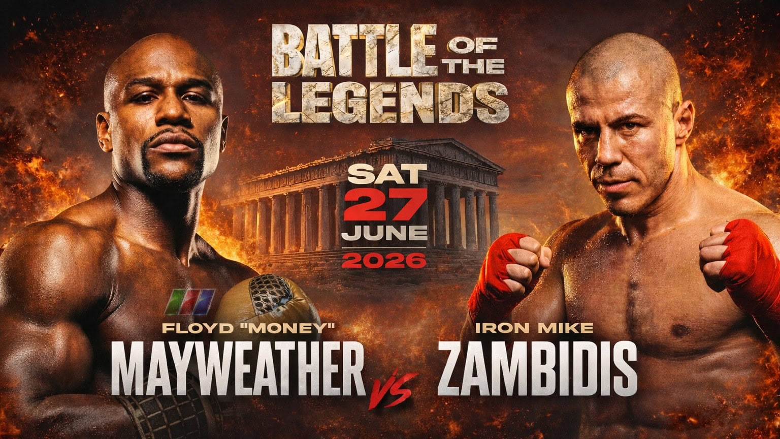 Floyd Mayweather et Mike Zambidis face à face conférence de presse Battle of the Legends 2026