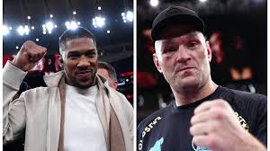 Anthony Joshua avec ses ceintures mondiales et Tyson Fury champion WBC - le combat Fury vs Joshua en 2026
