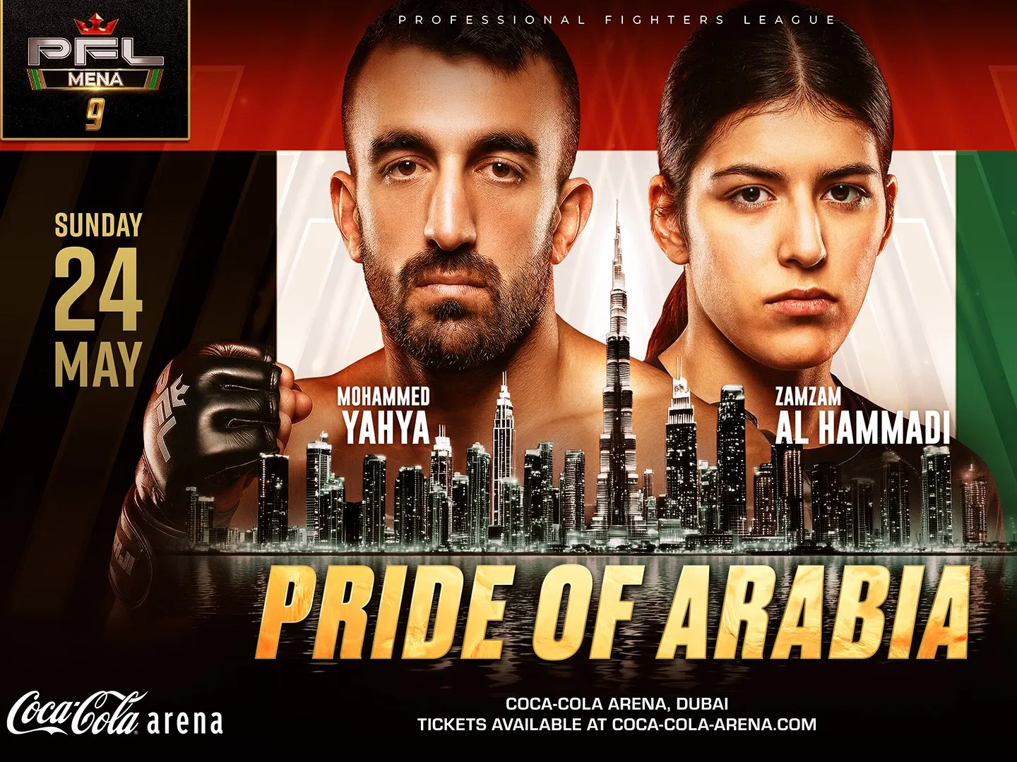 PFL MENA 1 Dubai : tout savoir sur l'événement du 24 mai 2026 au Coca-Cola Arena